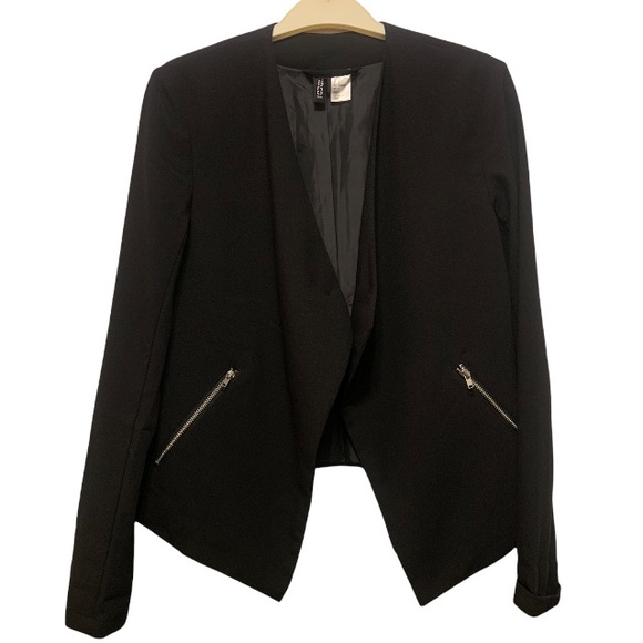 Divided Jackets & Blazers - Divided Blazer Jacket Cropped Short Length Black Silver Runs Small